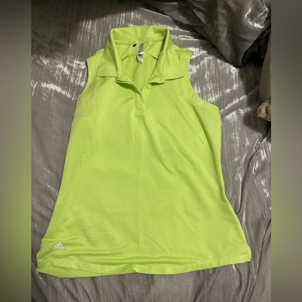 Adidas lime, green golf or tennis shirt sleeveless size small